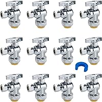 Vista 16 de SUNGATOR Paquete de 2 válvulas de parada angular, válvula de cierre de agua angular de 1/2 x 1/4 de pulgada, cierre de agua del inodoro, 1/4