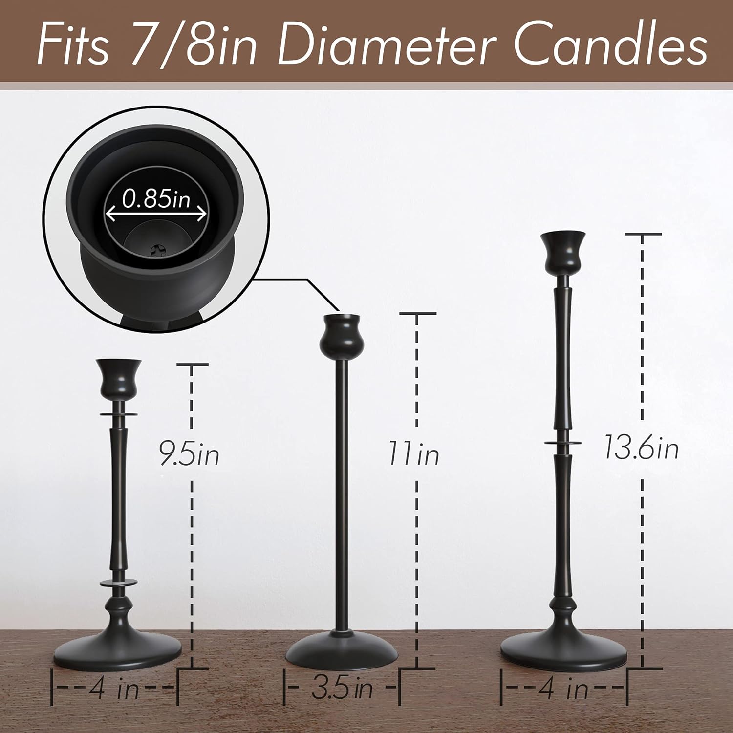 Matte Black Taper Candlestick Holders Set of 3 - Metal Taper Candle Holders for Candlesticks, Candlestick Holders for Taper Candles, Decorative Candle Stick Holders for Taper Candles : Home & Kitchen