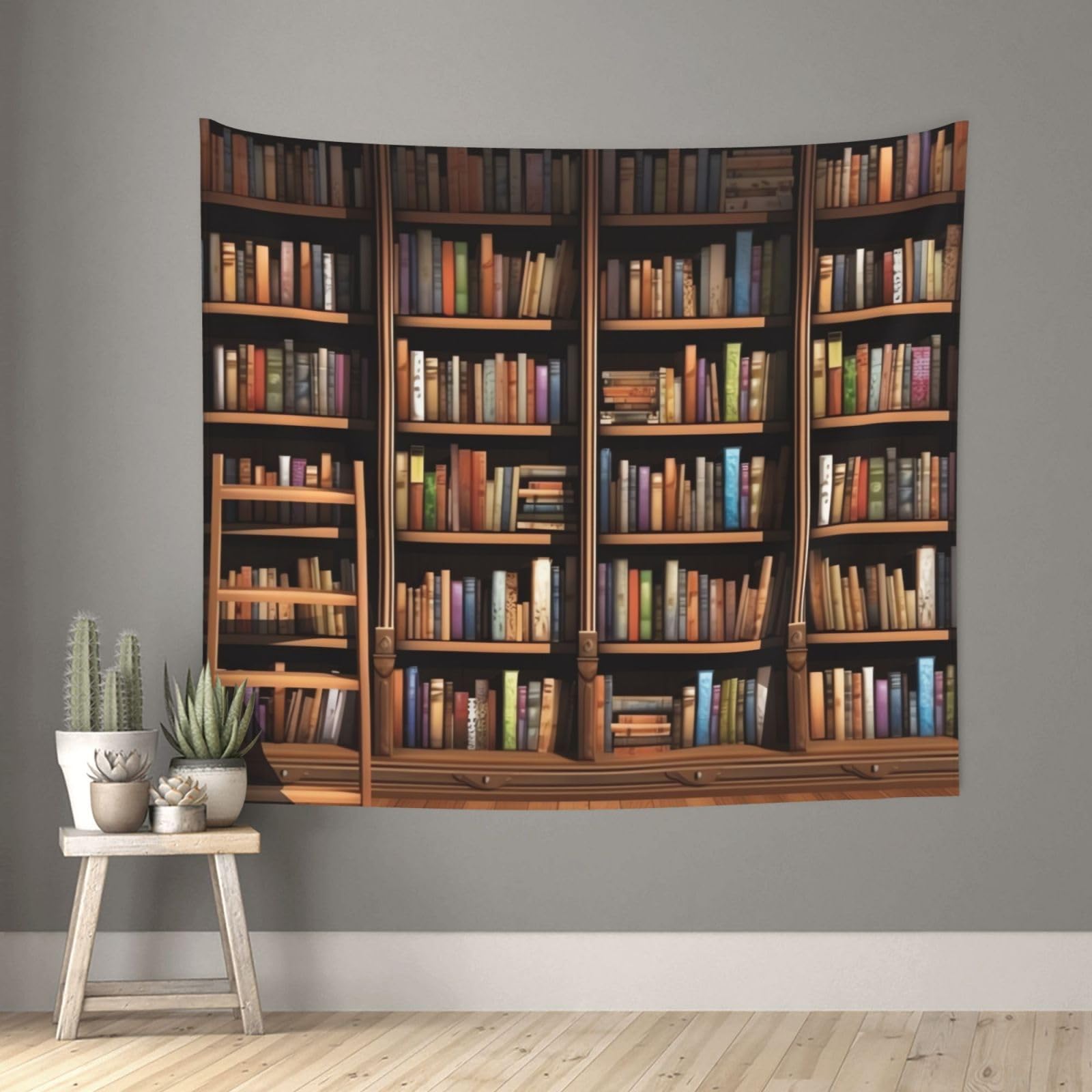 FodPand Library Bookshelf Tapestry for Bedroom Aesthetic, Wall Hanging Tapestries Art Decor Backdrop Wall Tapestry for Dorm Living Room Funny Poster Party Banner Background 51" X 60"