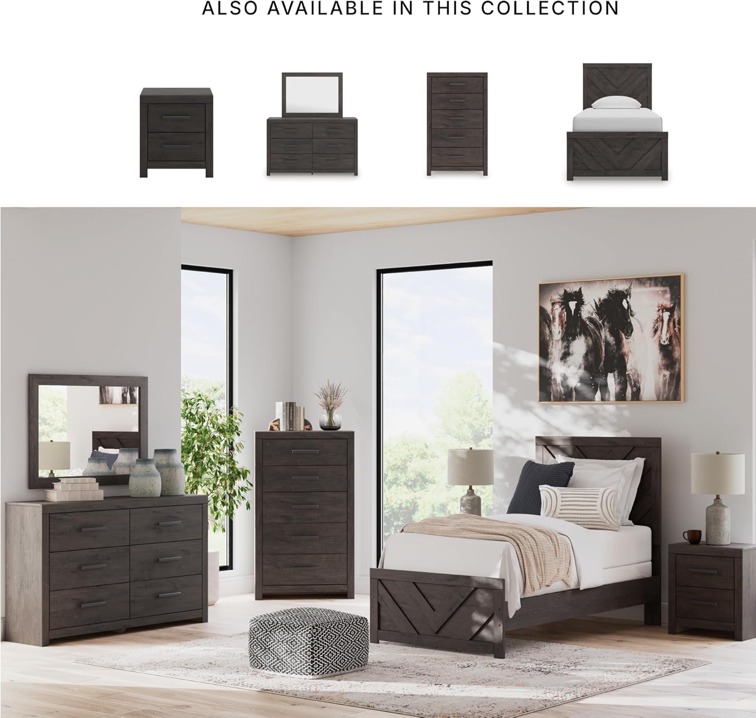 Signature Design by Ashley Prendonea Farmhouse Twin Panel Bed, Foundation or Box Spring Needed, Gray - Image 5