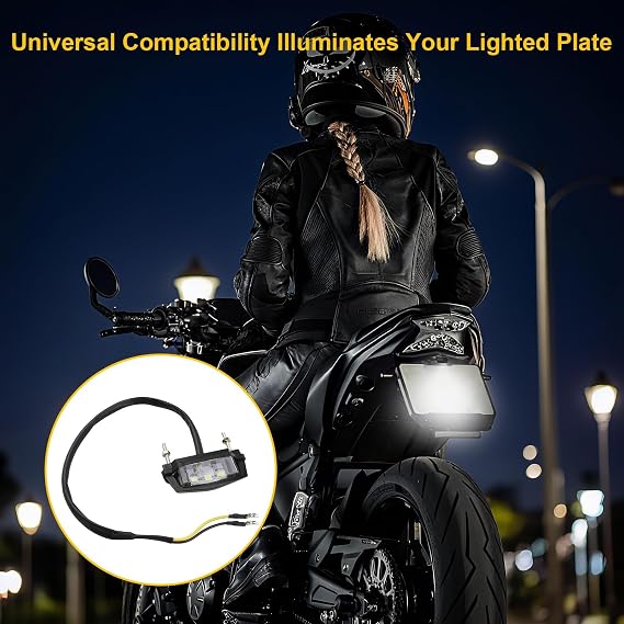 Universal Motorcycle Number Plate Light 12V Waterproof LED Motorbike | License Plate Lamp, 3-LED Auto License Plate Light Rear Tail Lamp Registration Plate Light White Simple 2 Wire Connection