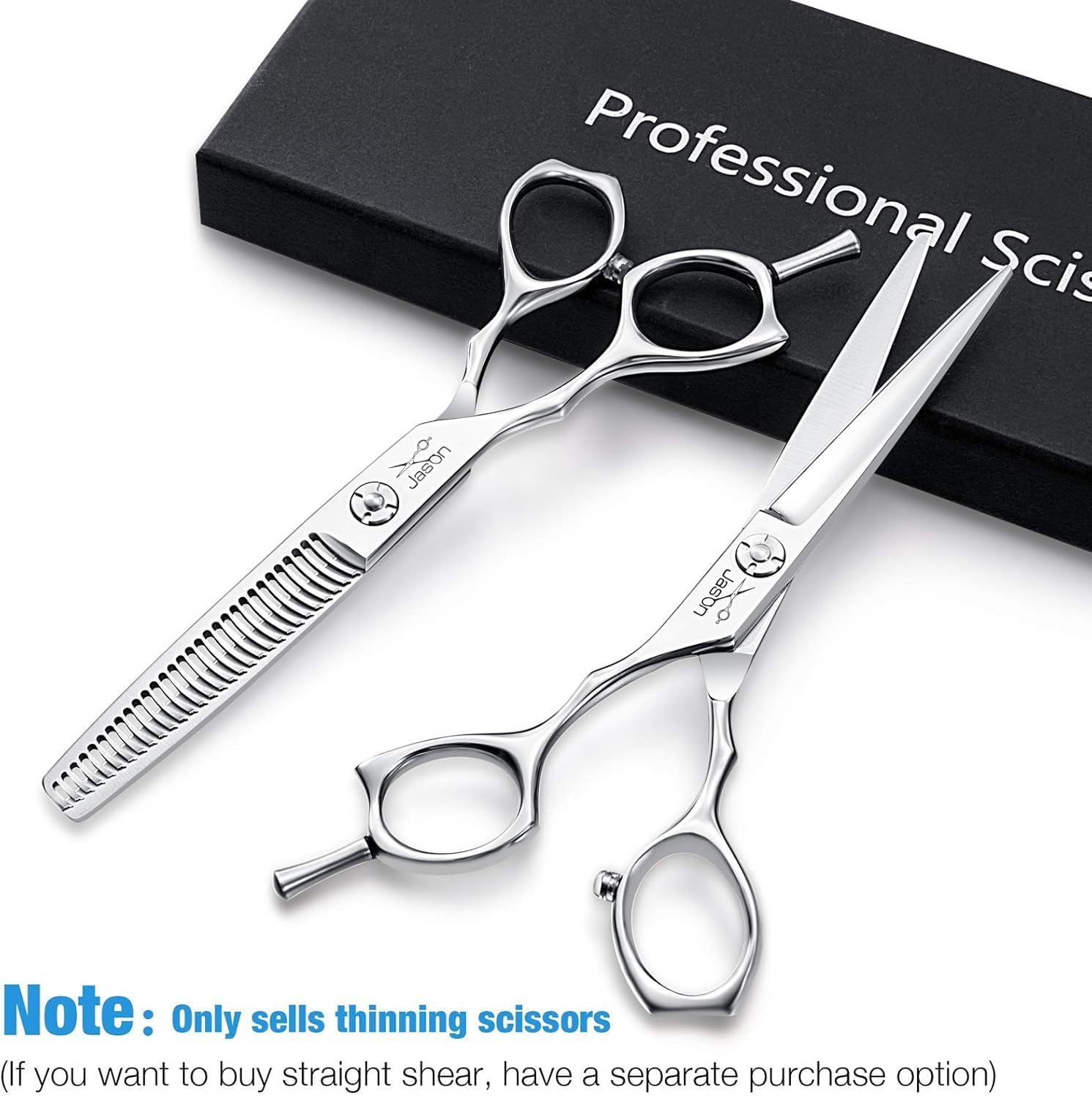 JASON 6 Inch Left Handed Barber Hair Cutting Scissors Professional Salon Shears Razor Edge Hairdressing Scissor Japanese Stainless Steel Thinning Haircut Shear for Men Women Christmas Gift