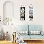 QUTREY 4x6 Collage Picture Frames, 4 Openings Hanging Photo Frame Set Display Horizontal 4 by 6 inch Pictures for Wall Decor, Black, 2 Pack