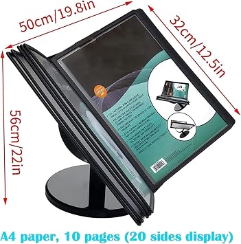 Desk Reference Organizer - Adjustable Desktop Reference System, 10 Page Double-Sided Panels, Letter-Size, Deluxe Catalog Display Rack, for Office/Home Display and Storage A4 Documents