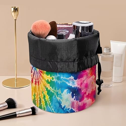 Miniatura 10 de Bolsas de maquillaje con cordón, bolsas de gran capacidad para mujeres, bolsas de aseo femeninas para viajes y trabajo, Púrpura (Purple Gold Marble)