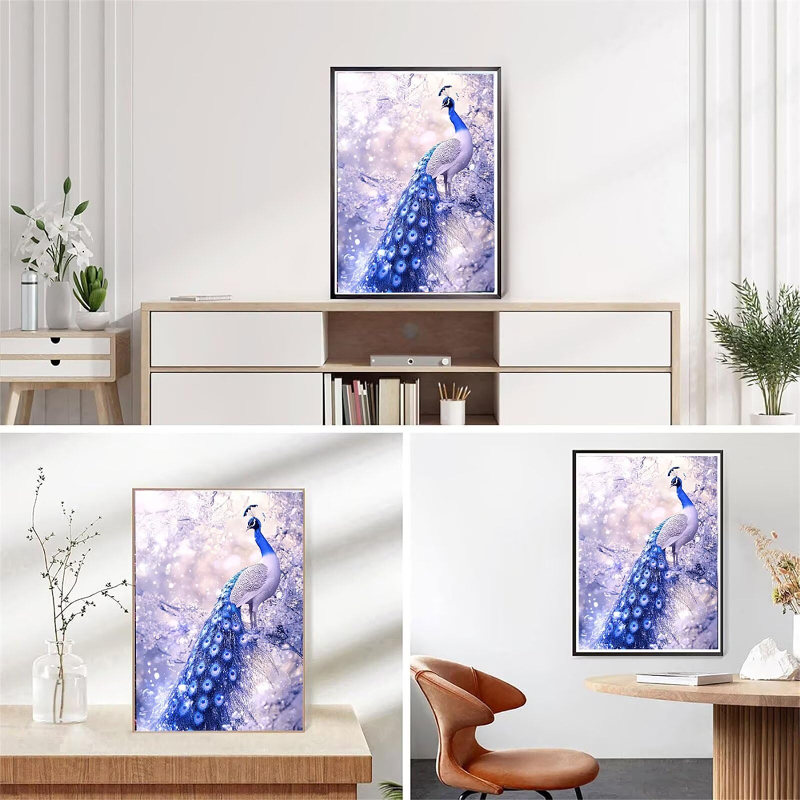 Obraz diamentowy 5D, paw "zrób to sam", zestaw do malowania diamentami dla dorosłych i dzieci, malowanie według liczb, drzewo, błyszczące kamienie, 80 x 100 cm, haft krzyżykowy, płótno do dekoracji