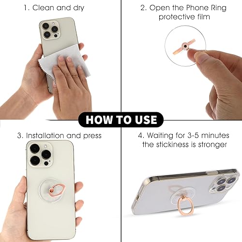 Miniatura 3 de Soporte de anillo transparente para teléfono celular, soporte para anillo de teléfono celular, soporte de dedo con rotación de 360 grados, soporte