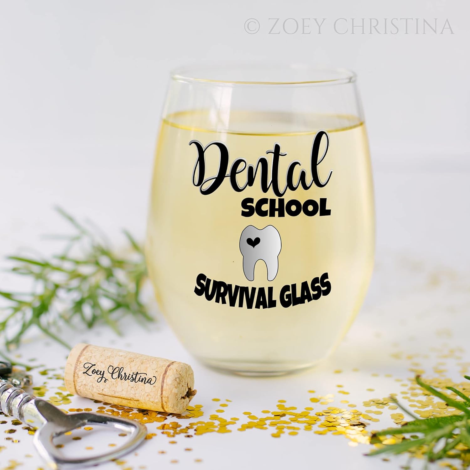 Zoey Christina Dental School Survival Wine Glass – Funny Gift for Dental Students, Hygienists, Dentists 0045 - Image 6