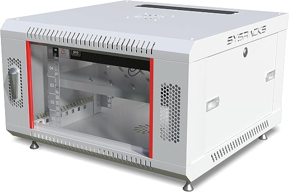 6U Wall Mount Server Rack Cabinet, 19 Locking Network Rack, 24 Deep, Glass Door, with Fan, PDU and Shelf