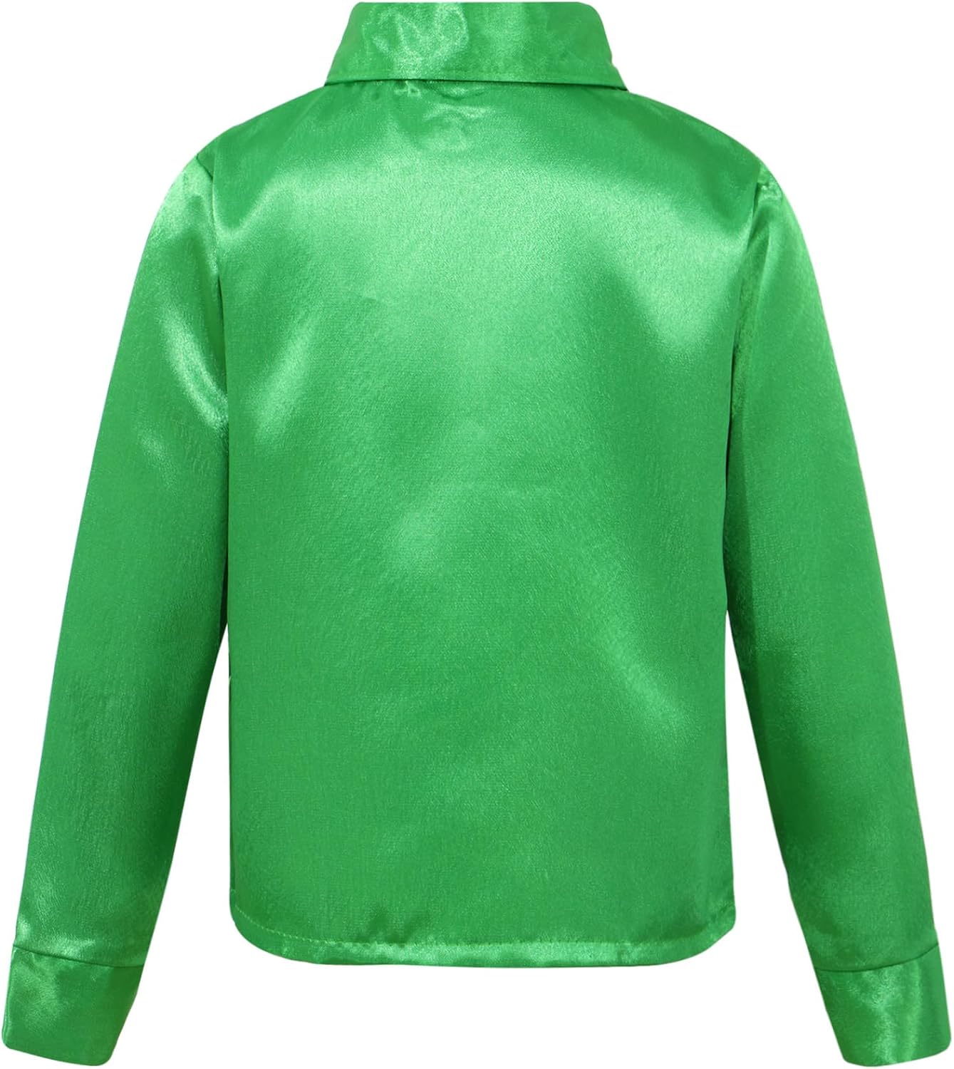 Boys Sequined Latin Dance Shirts Long Sleeve Button Down Satin Church Choir Performance Top Jazz Cha Cha Dance Tops