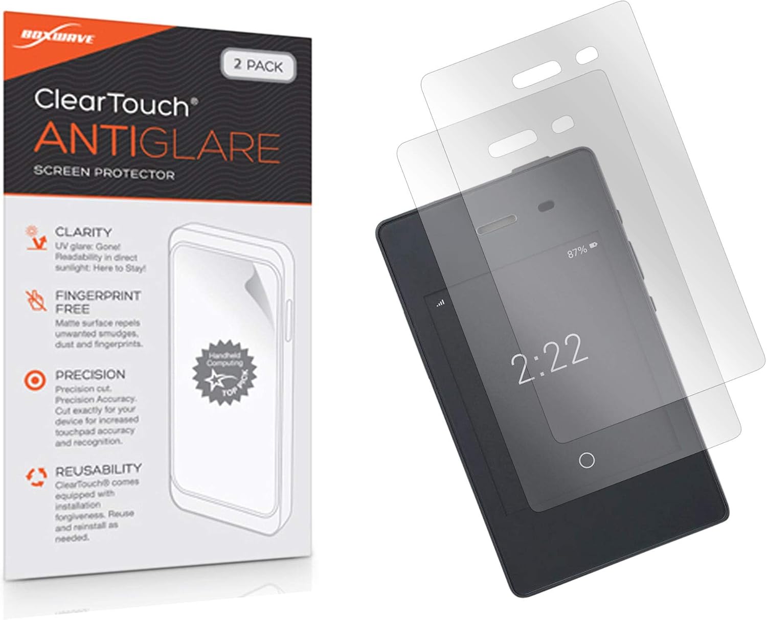 BoxWave Screen Protector Compatible with Light Phone II - ClearTouch Anti-Glare (2-Pack), Anti-Fingerprint Matte Film Skin for Light Phone II