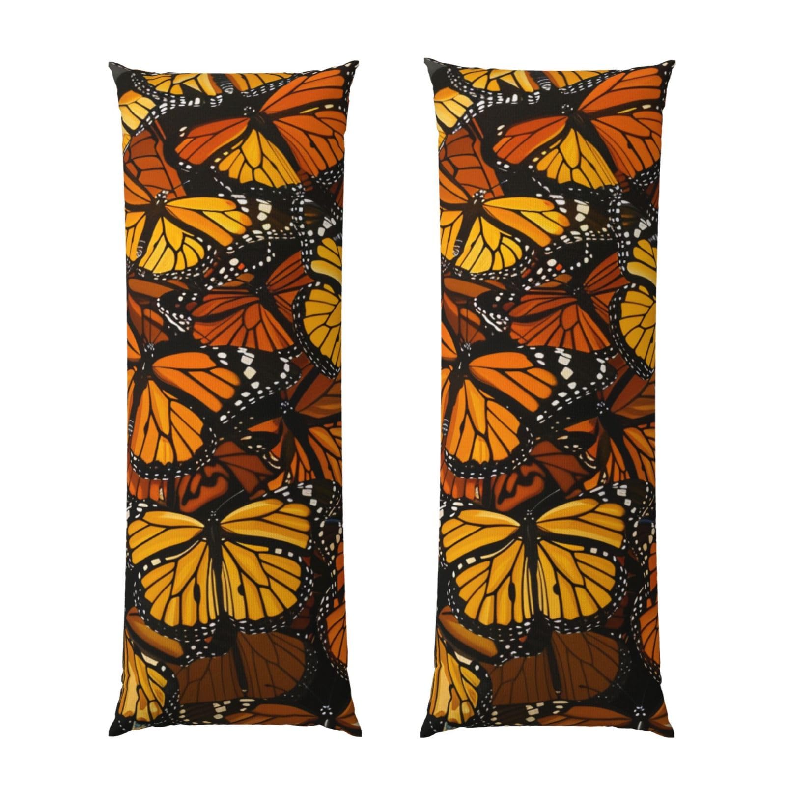 Body Pillow Cover 20x54 Inch, Heaps of Orange Monarch Butterflies Print Long Lumbar Pillow Case with Zipper Long Body Pillowcase Decorative for Bed Sofa Bedroom
