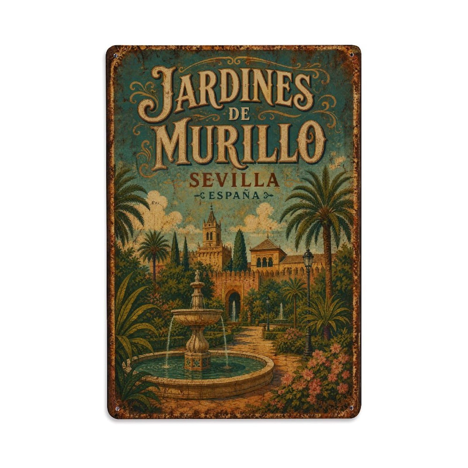 Metal Tin Sign Spain Seville Vintage Travel