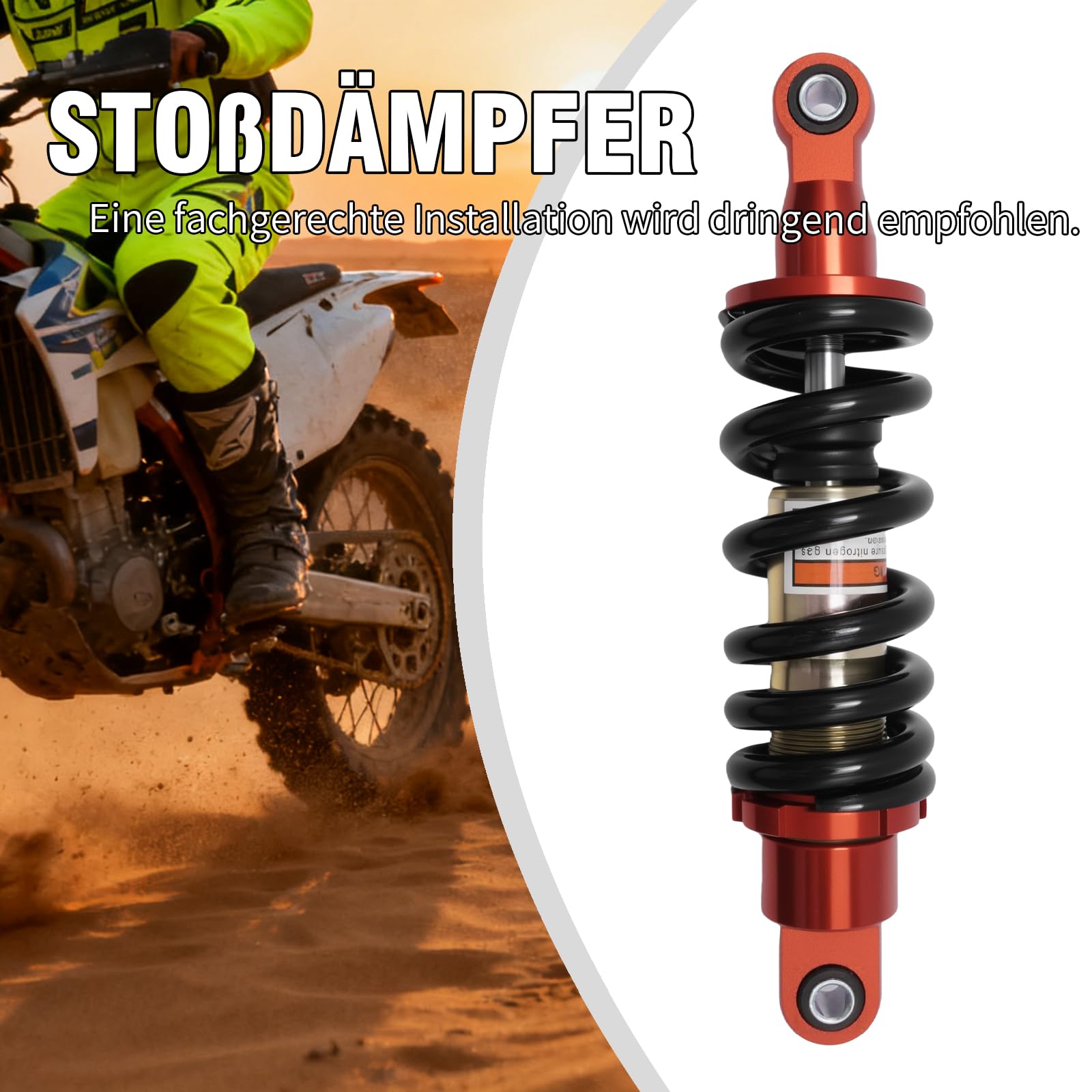 Dirt Pit Motorrad-Stoßdämpfer hinten 270 mm 980 lbs 10 mm Bohrung, Universal-Stoßdämpfer für Mopeds, geeignet für 70CC bis 150CC Geländemotorräder ATVs und Roller