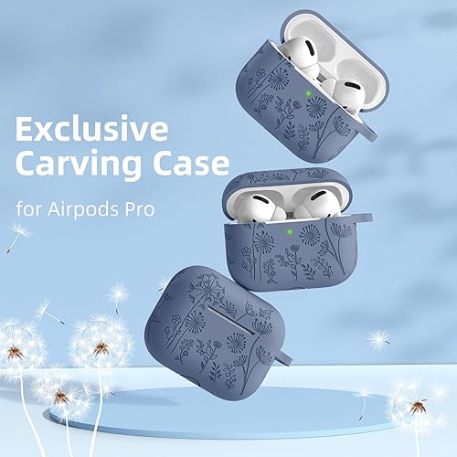 Miniatura 2 de Lerobo Funda con grabado de flores compatible con Airpod Pro de 2 generación Linda, funda protectora completa de silicona suave para Apple AirPod
