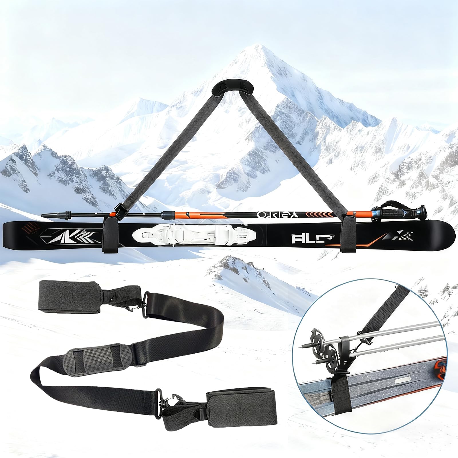 Sangle de Transport Réglable pour Ski, Bâton et Snowboard