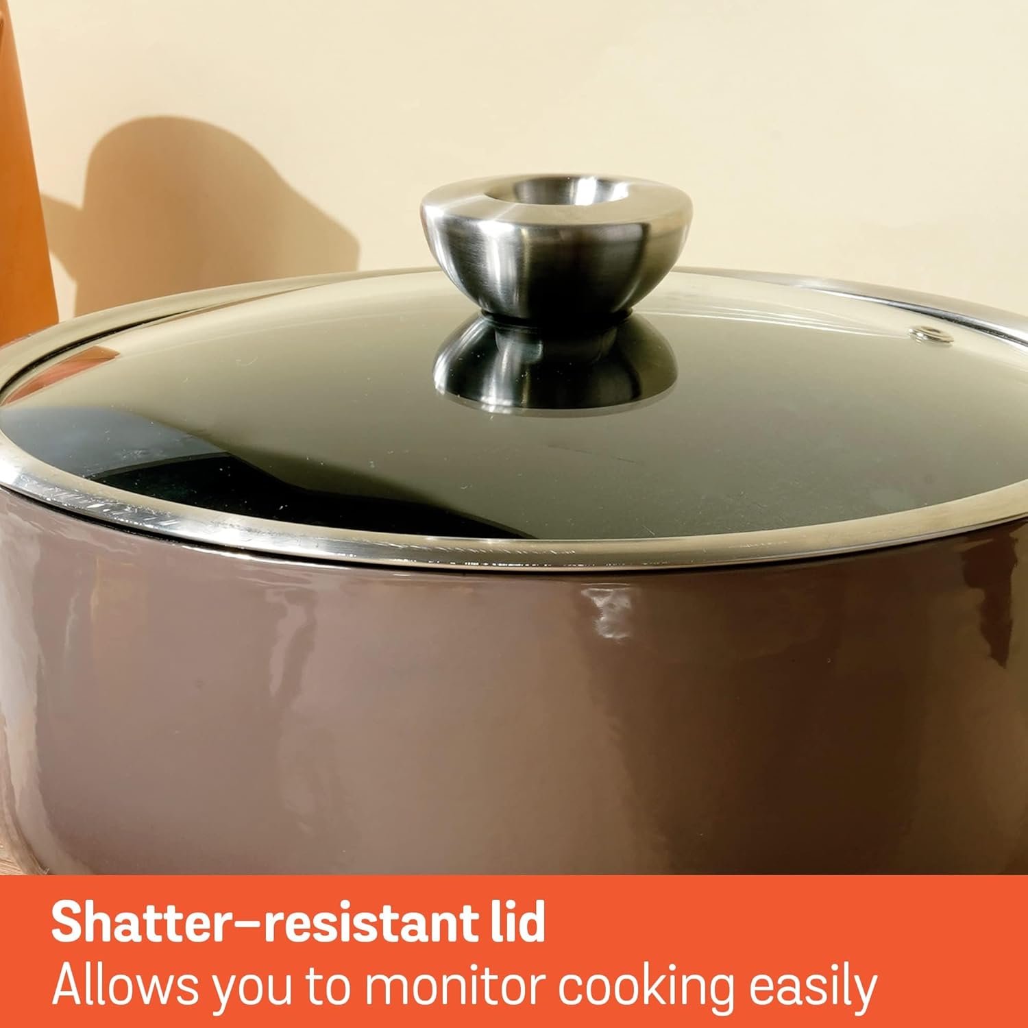 Meyer Enamel Cast Iron Sauteuse | Cast Iron Dutch Oven | Iron Casserole with Lid | Iron Biryani Pot | Iron Casserole for Cooking | Dutch Oven Induction Base | Enameled Cast Iron Cookware, 26cm, Grey