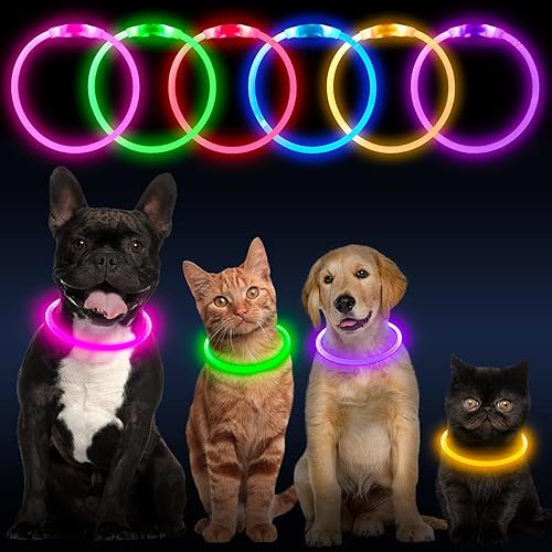 Miniatura 2 de Flashseen Collar LED para perro, collar iluminado brillante recargable por USB, cortable, resistente al agua, con luces de seguridad para perros