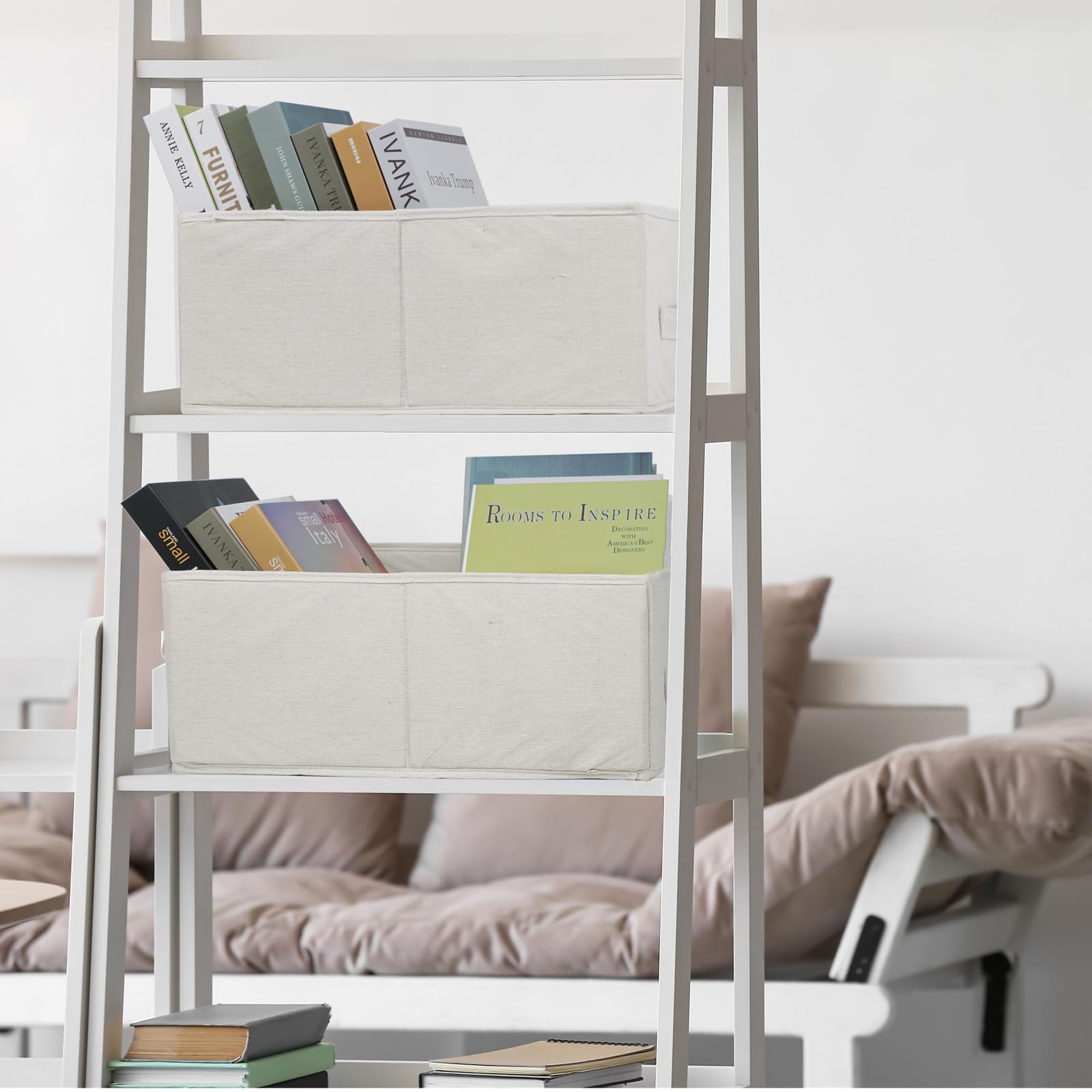 Aufbewahrungskörbe aus Stoff, faltbare Aufbewahrungskörbe für Regale, dekorative Leinen-Schrank-Organizer und Aufbewahrung, Aufbewahrungsbox für die Organisation von Kleidung, Spielzeug, Speisekammer