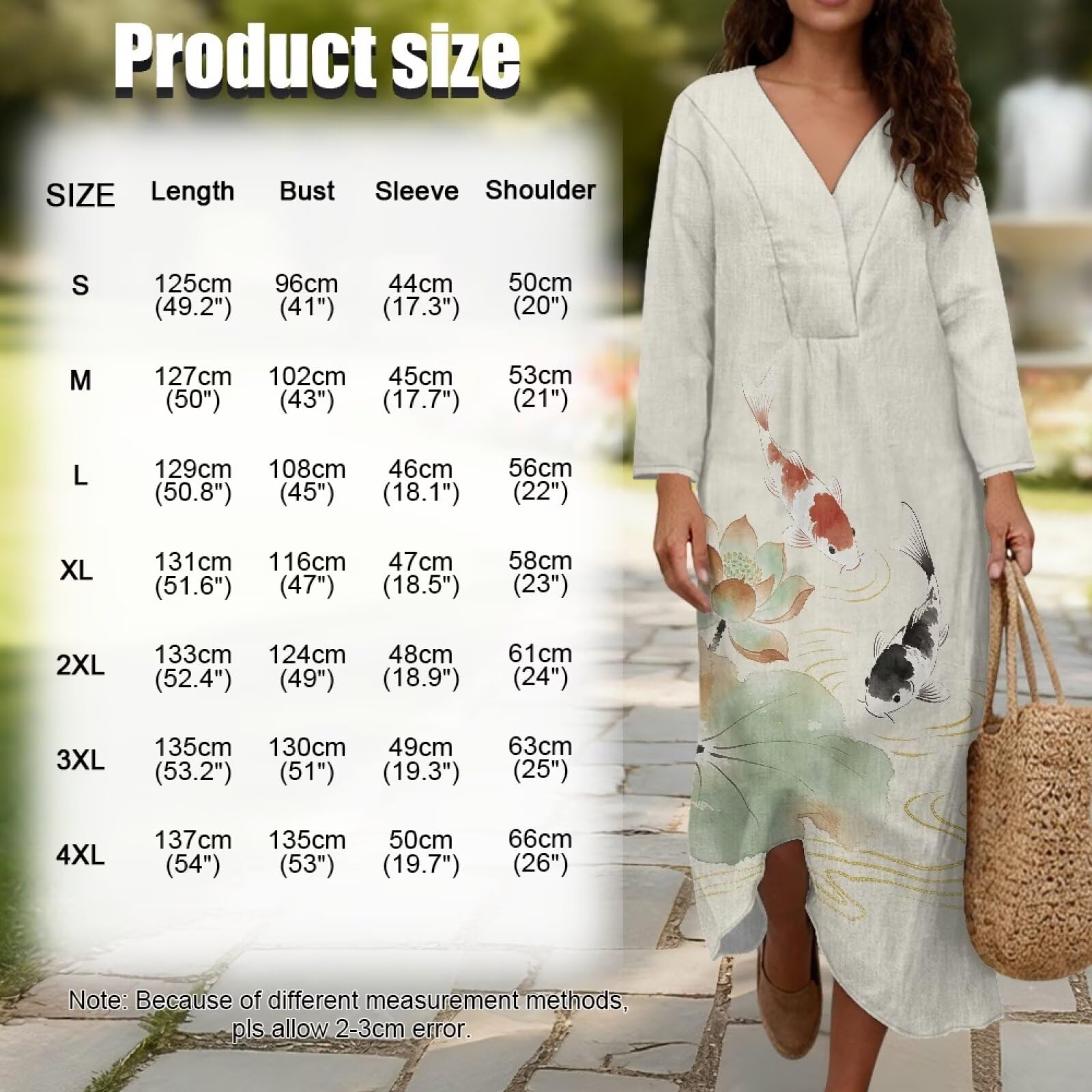 Wanyint Abito boho chic da donna con maniche a 3/4, scollo a V, tunica midi fluida, abito casual da spiaggia e chiesa, S-4XL