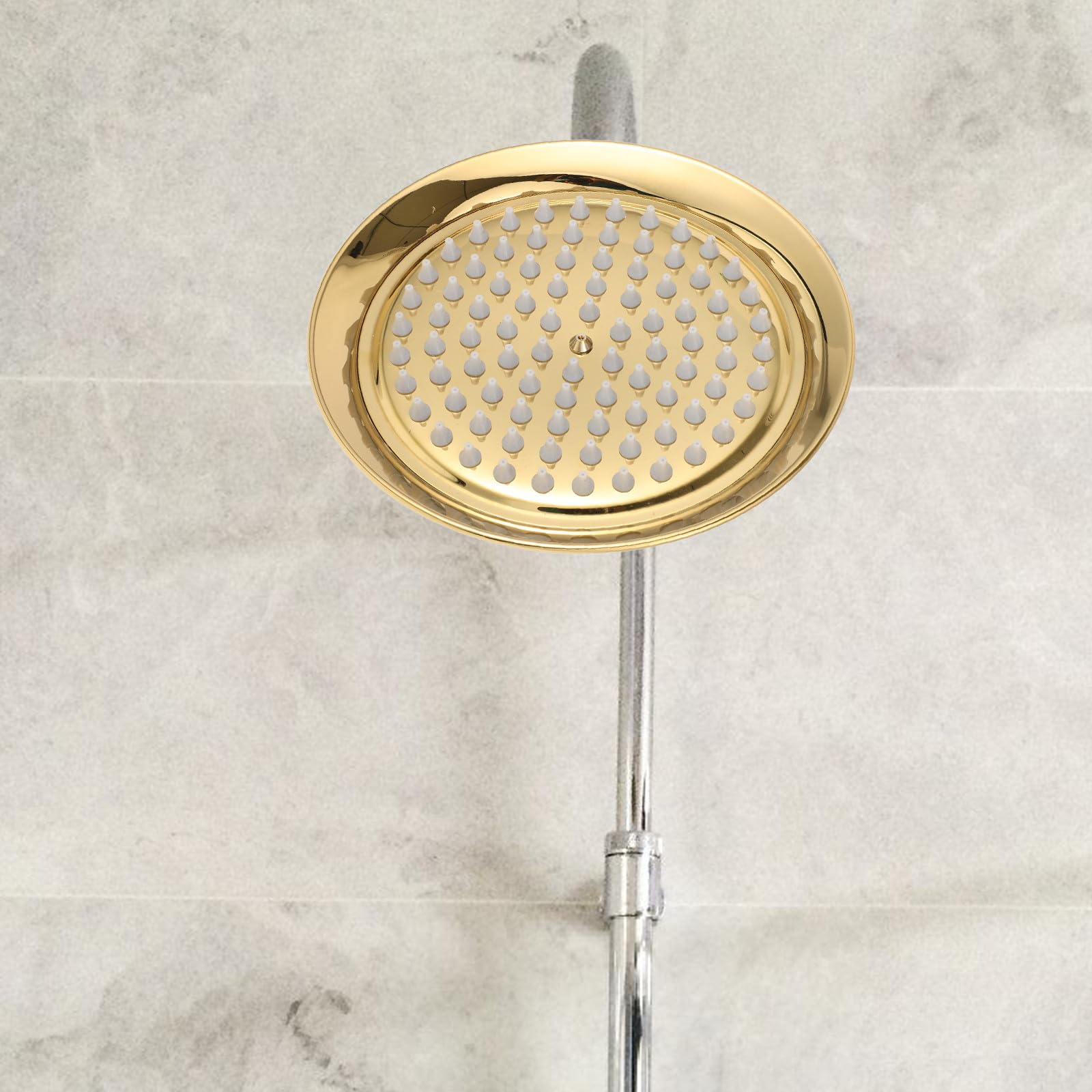 Cabezal de Ducha Fijo de Titanio de 8 Pulgadas Diseño Europeo Redondo, Fácil Instalación y Compatible Mayoría de Equipos para Baño Hogar