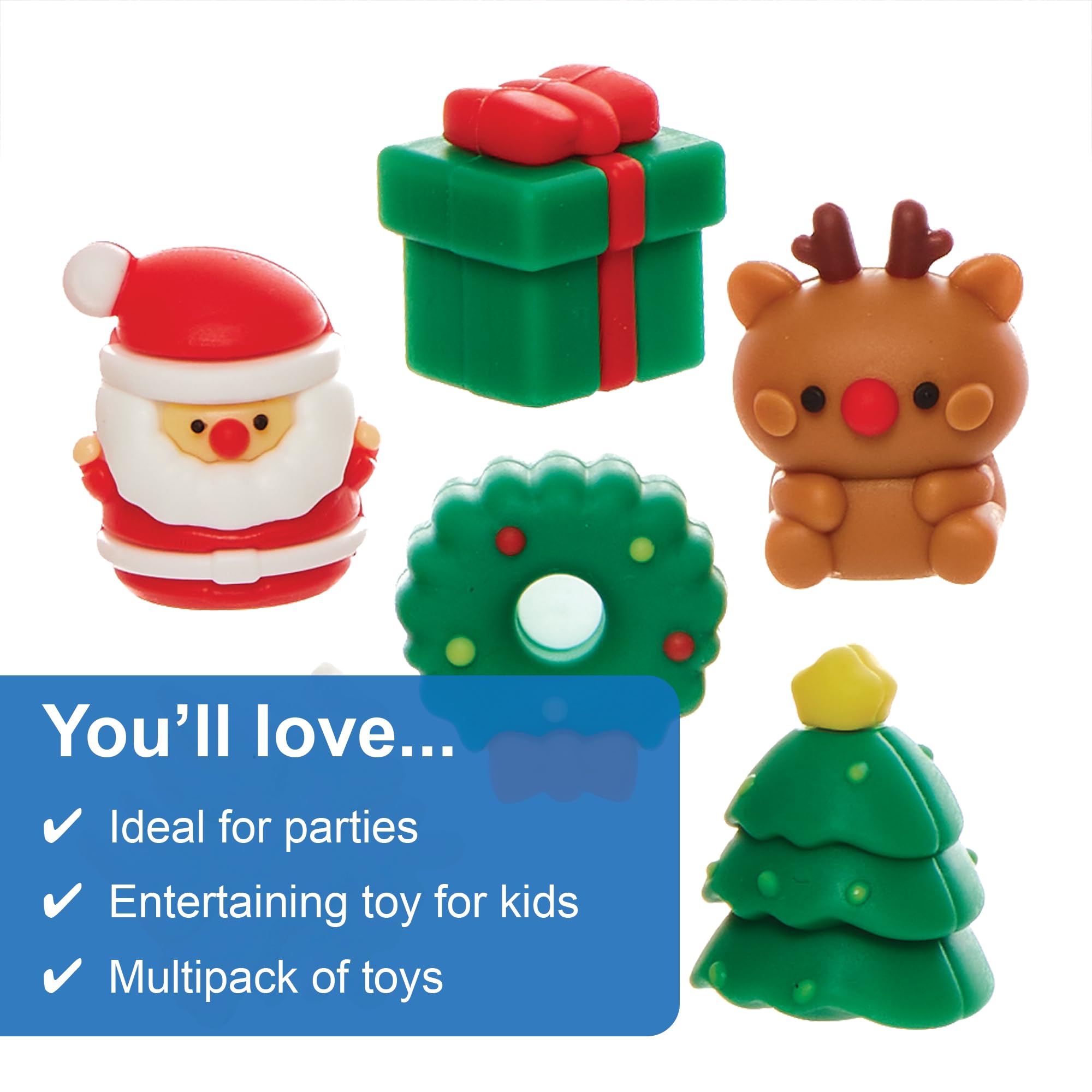 Baker Ross FN346 Christmas Erasers - Pack of 12, Christmas Party Bag Fillers for Kids, Red, 20mm - Image 3