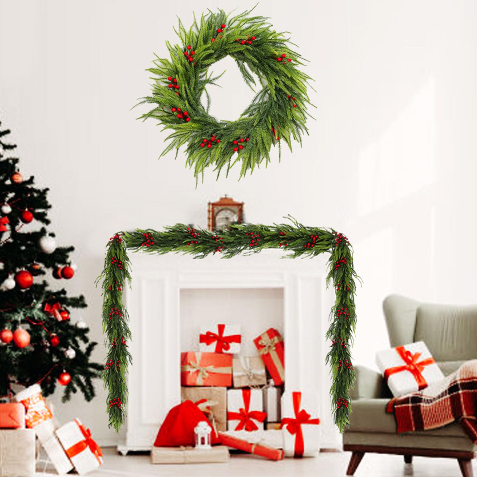 Künstlicher Zweig/Kranz aus realistischem Kiefernholz für Vasenarrangements Weihnachtsdekoration handgefertigte Simulation Pflanze Ornament