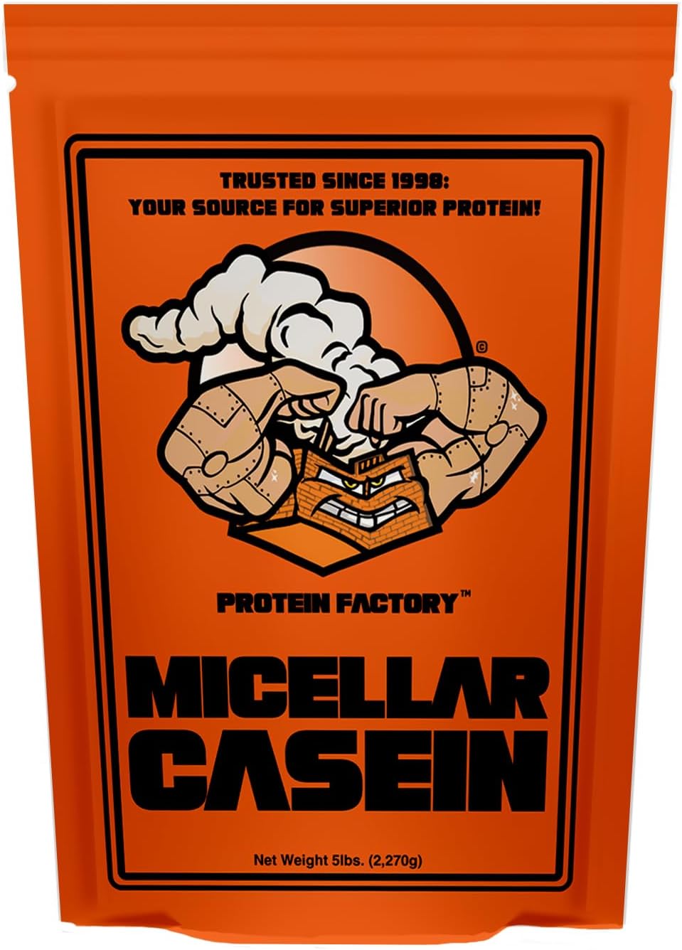 Protein Factory Micellar Casein Protein - 5lb Fresh Curd Casein from French Farms for Muscle Growth - Plain Non-GMO, Soy Free & Preservative Free Slow Release Protein - 76 Serving