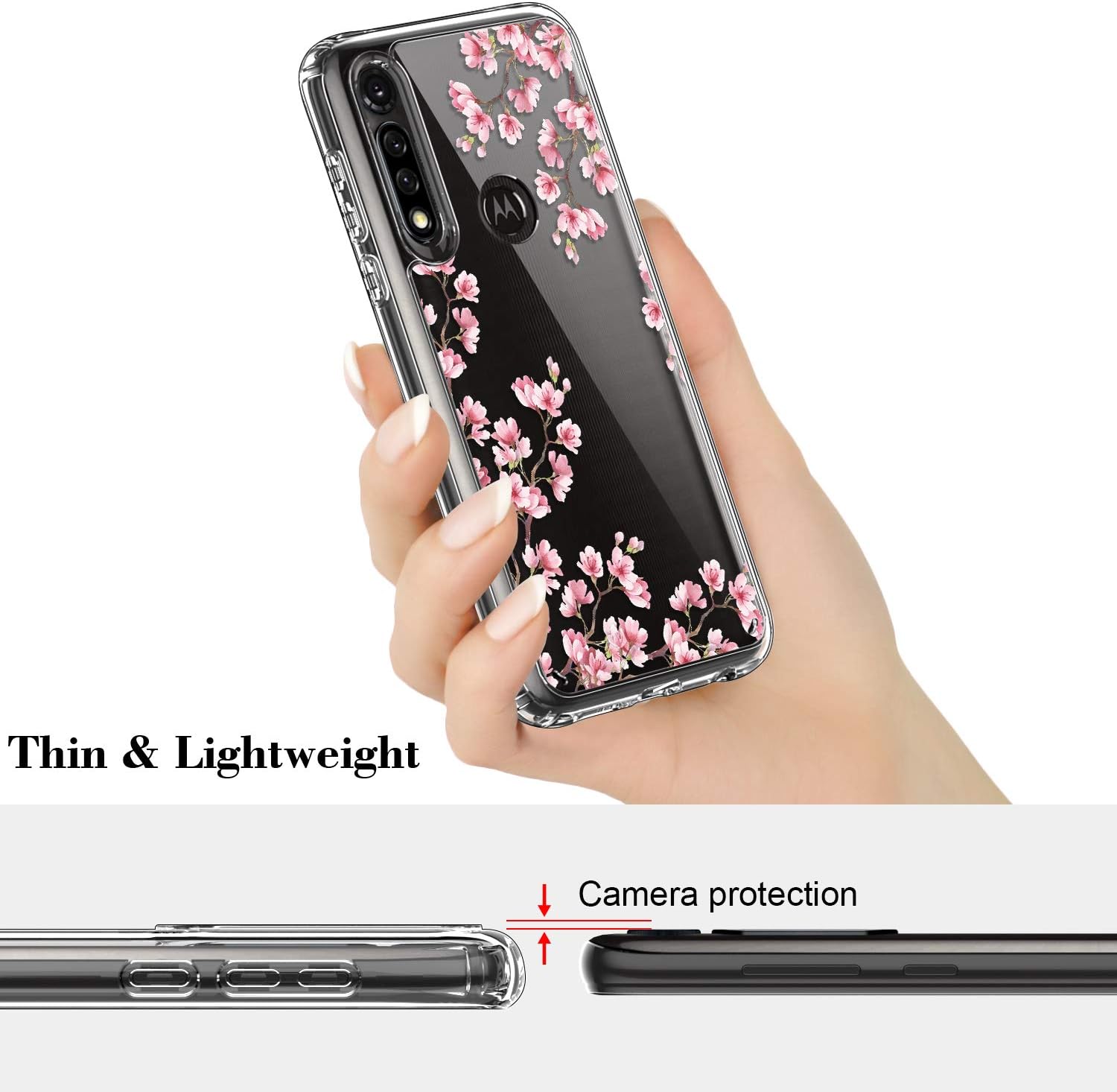 ICEDIO Moto G Power Case with Screen Protector,Clear TPU Cover with Fashionable Designs for Girls Women,Slim Fit Protective Phone Case for Moto G Power Cute Floral Flower Patterns