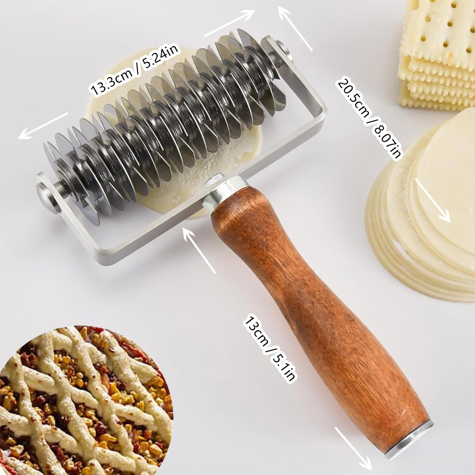 ExcellaElite Lattice Pastry Cutter Roller, Stainless Steel, Suitable for Bread/Pastry Crust Home Baking, Multicolour - Image 2