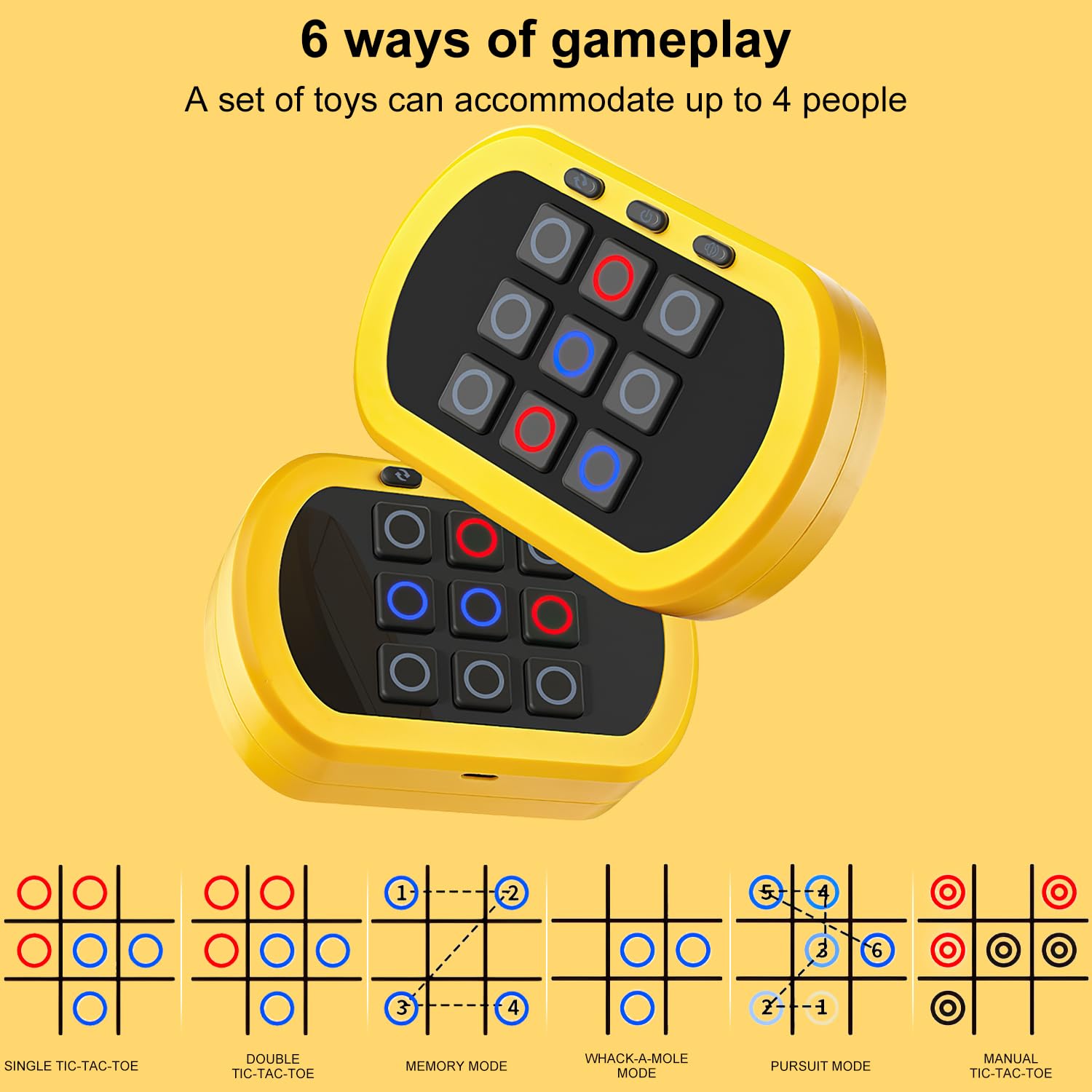 OBEST Elektronisches Tic Tac Toe Spiel – 5-in-1 Handheld-Konsole, Für Kinder, Wiederaufladbar, Mit Lautstärkeregler
