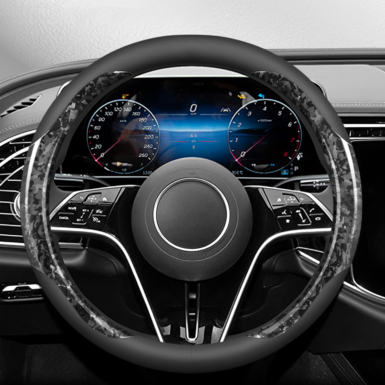 Ergocar Car Steering Wheel Cover Forged Carbon Fiber Anti-Slip Steering Wheel Accessories Universal Size 15 Inches (38 Cm) Suitable for a Variety of Cars
