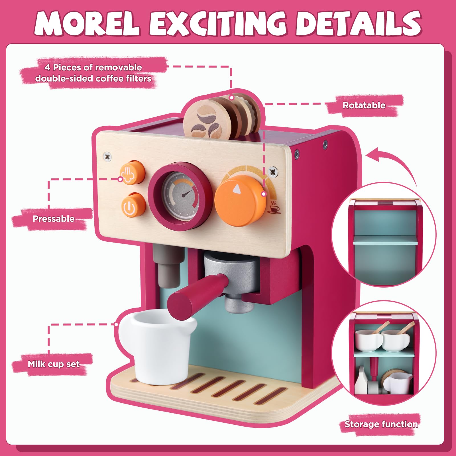 Juego Imitación Café Viga Cafetera De Juguete De Madera Viga - Incluye Taza Y Café, Para Niños A Partir De 3 Años Juguete Educativo Para Niños De 3 Años Juego Imitación Café Viga Cafetera De Juguete De Madera Viga - Incluye Taza Y Café, Para Niños A Partir De 3 Años Juguete Educativo Para Niños De 3 Años