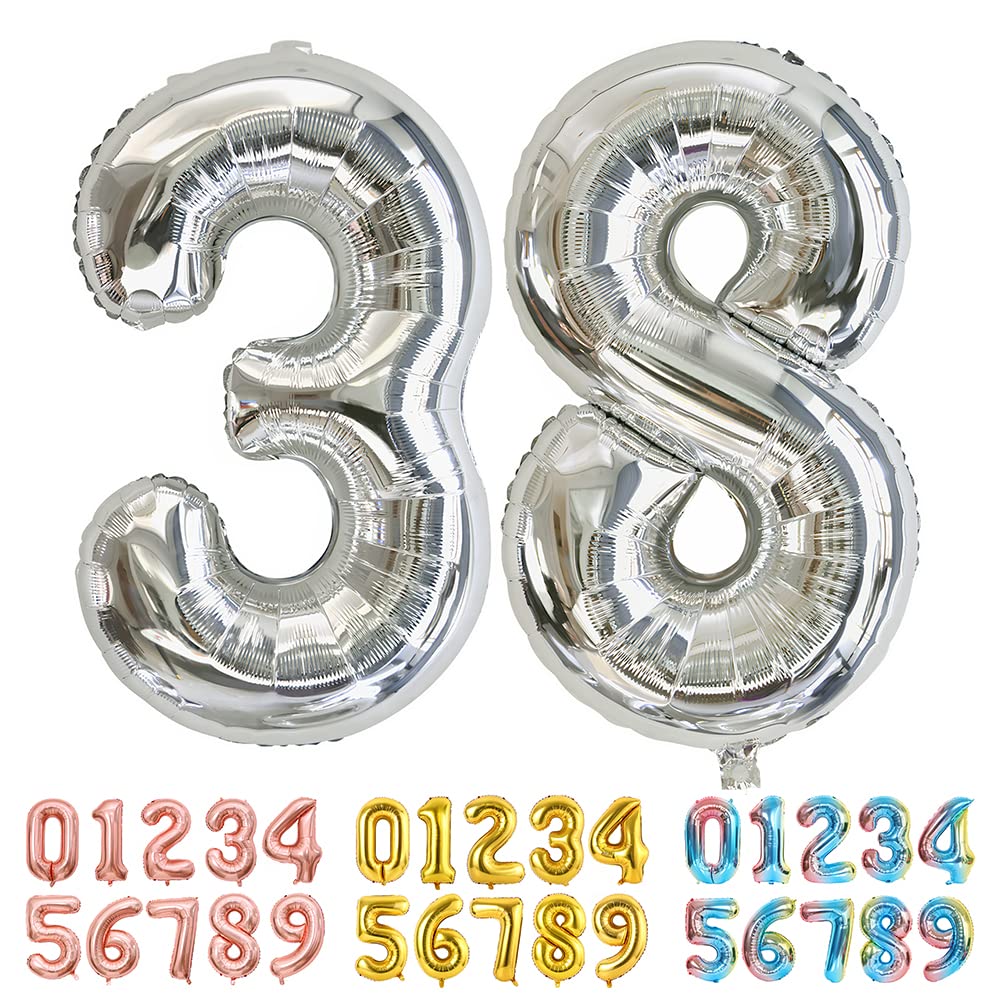 Foil Globo Número 5 Azul 40" (101cm), Inflable Helio o aire, Gigante Numeros 0-9, 10-19, 20-29, 30-100, Grande Globos Decoración para La Boda Aniversario y Cumpleaños Fiestas — view 484