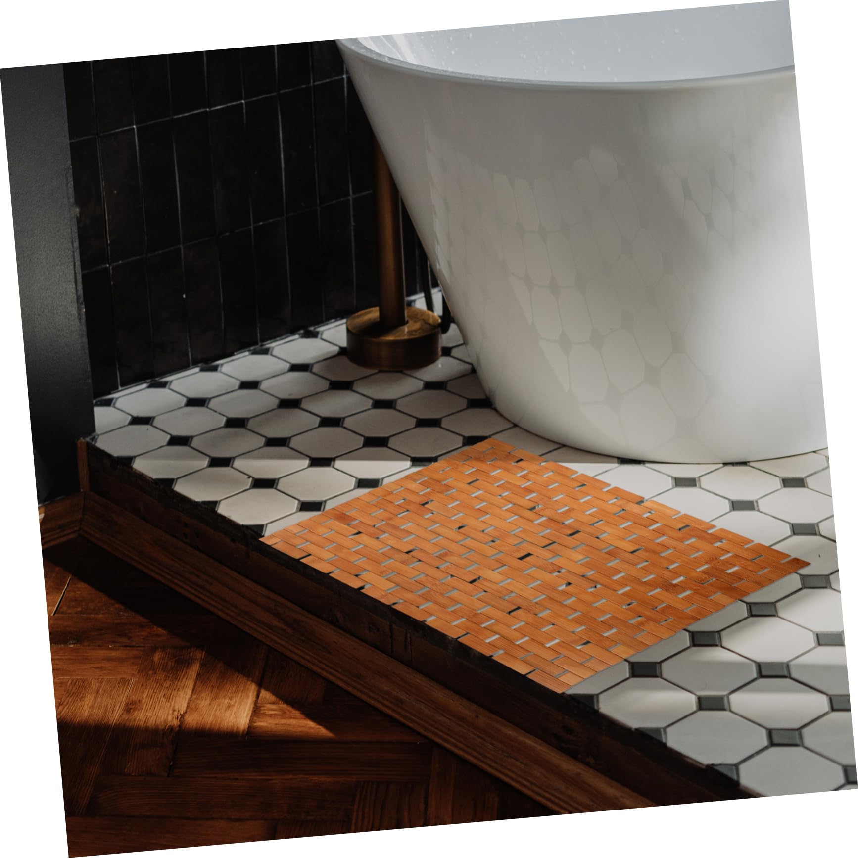 Tapis en Bambou Antidérapant pour Salle de Bain et Cuisine, Tapis de Sol en Bambou Naturel Tissé la Main, Couleur Kaki, pour Maison et Dortoir