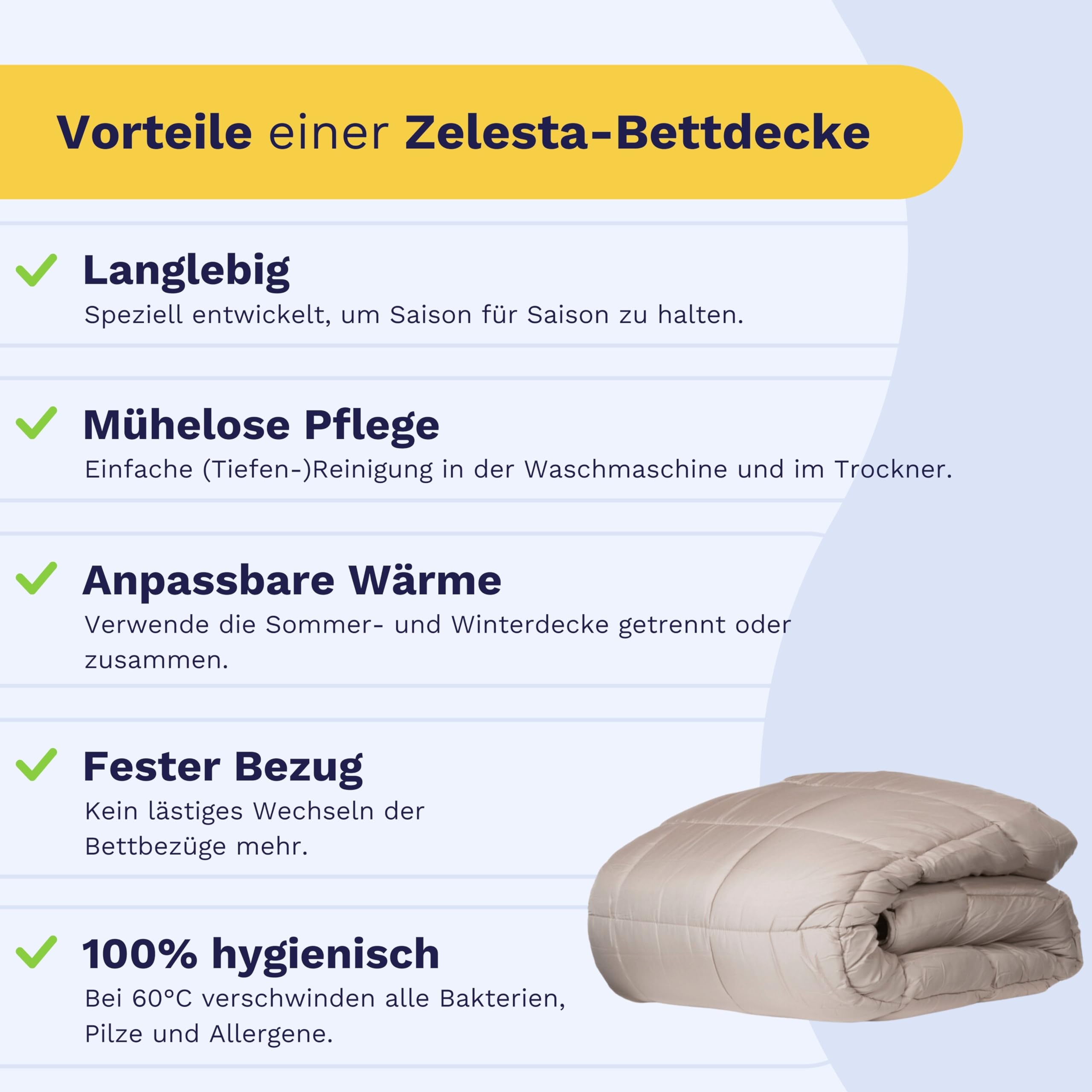 Zelesta Wonderbed Bettdecke 240x200 4 Jahreszeiten - Bettwäsche winterdecke und Sommer-Bettdecke warm Duvet - Waschbare bettdecke ohne Bezug - Anti-Allergene Steppdecke (Taupe)