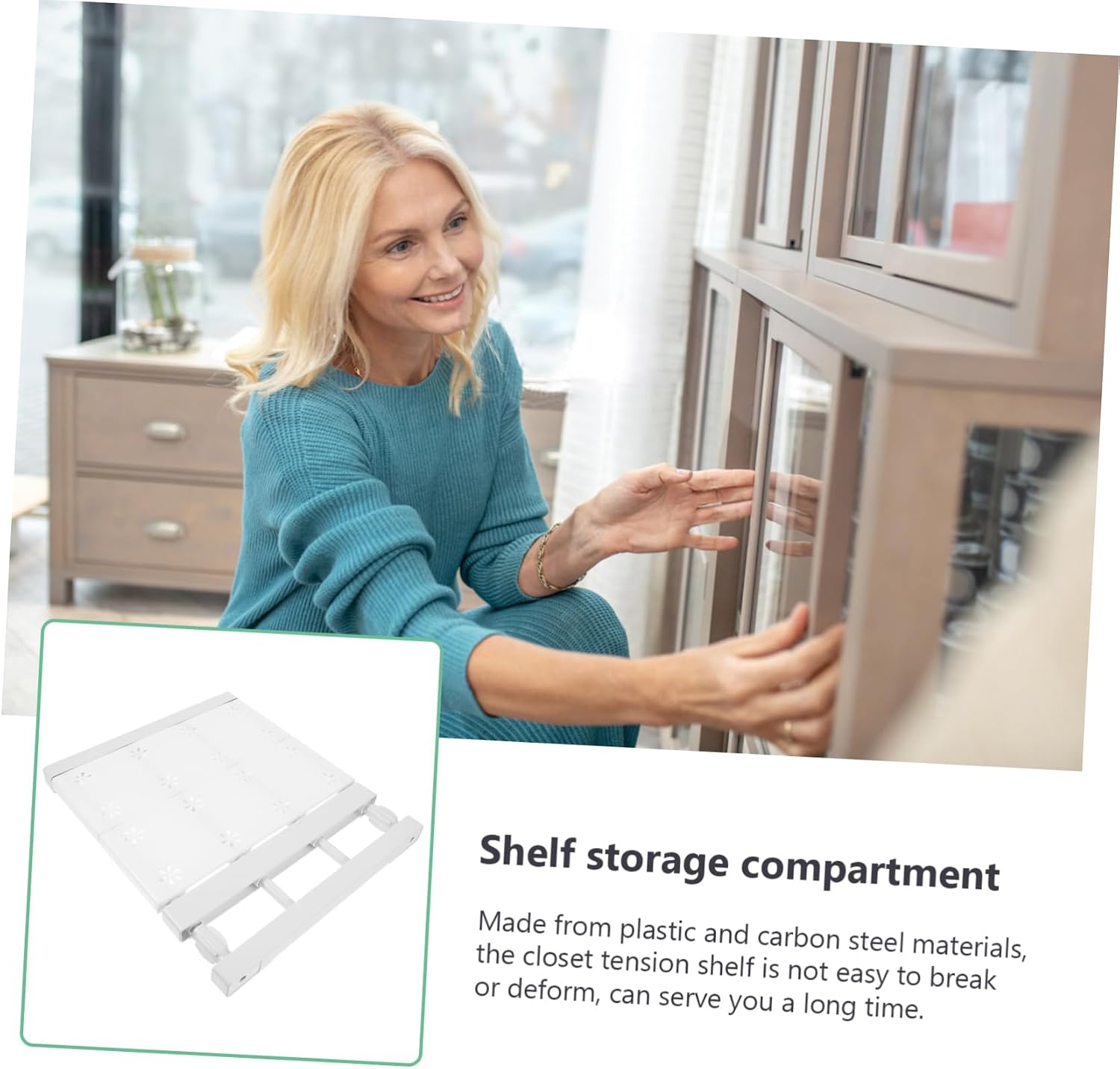 Expandable Closet Tension Shelf Divider, Adjustable White Rack