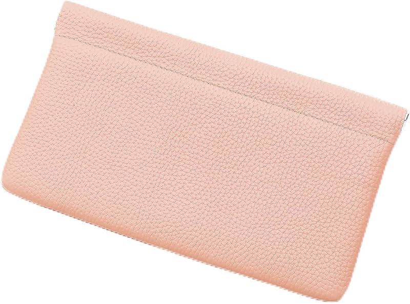 Necessaire de maquiagem GERUOLA em couro natural rosa com fechamento de armação, GRL-Q81