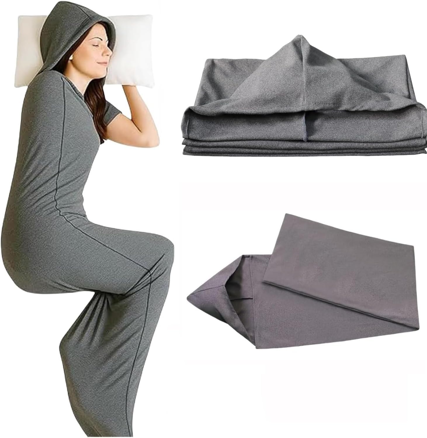 Sleep Pod for Deeper Sleep - Weighted & Cozy Wearable Blanket Hoodie, Home Camping Sleeping Bag, Anxiety Relief, Portable for Travel & Home Lounging (XL-185 * 50cm)