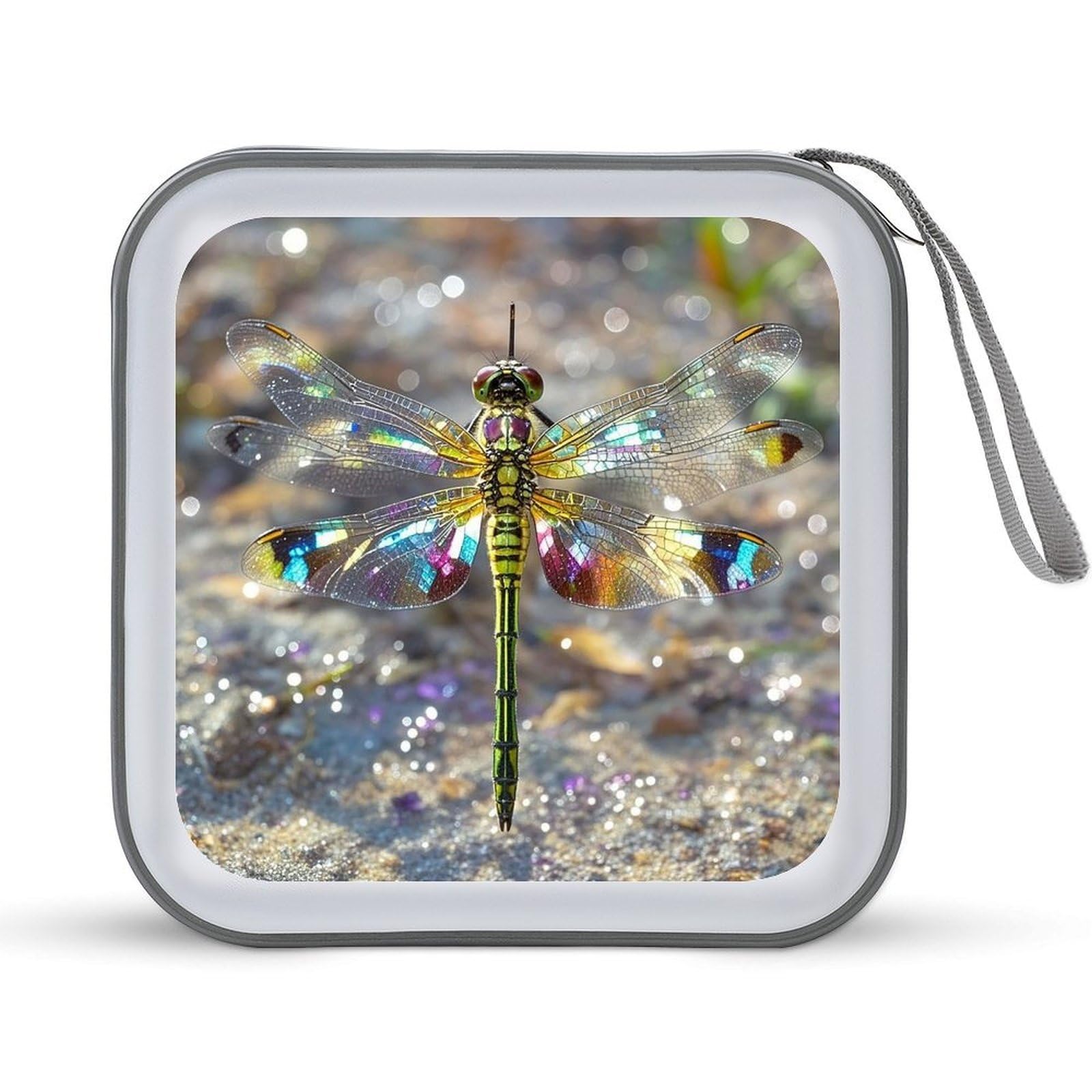 Carpeta de almacenamiento portatil para coche y funda para CD y DVD con asa Jewel Dragonfly