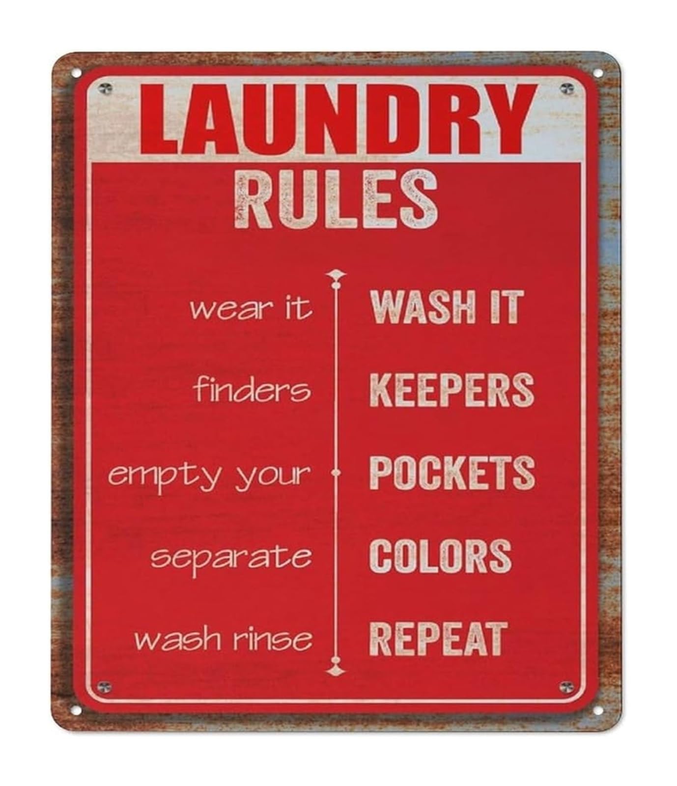 NWPNLXEA Rustic Laundry Care Guide Metal Sign Vintage Distressed Tin Plaque for Laundry Room 8 X 12 in