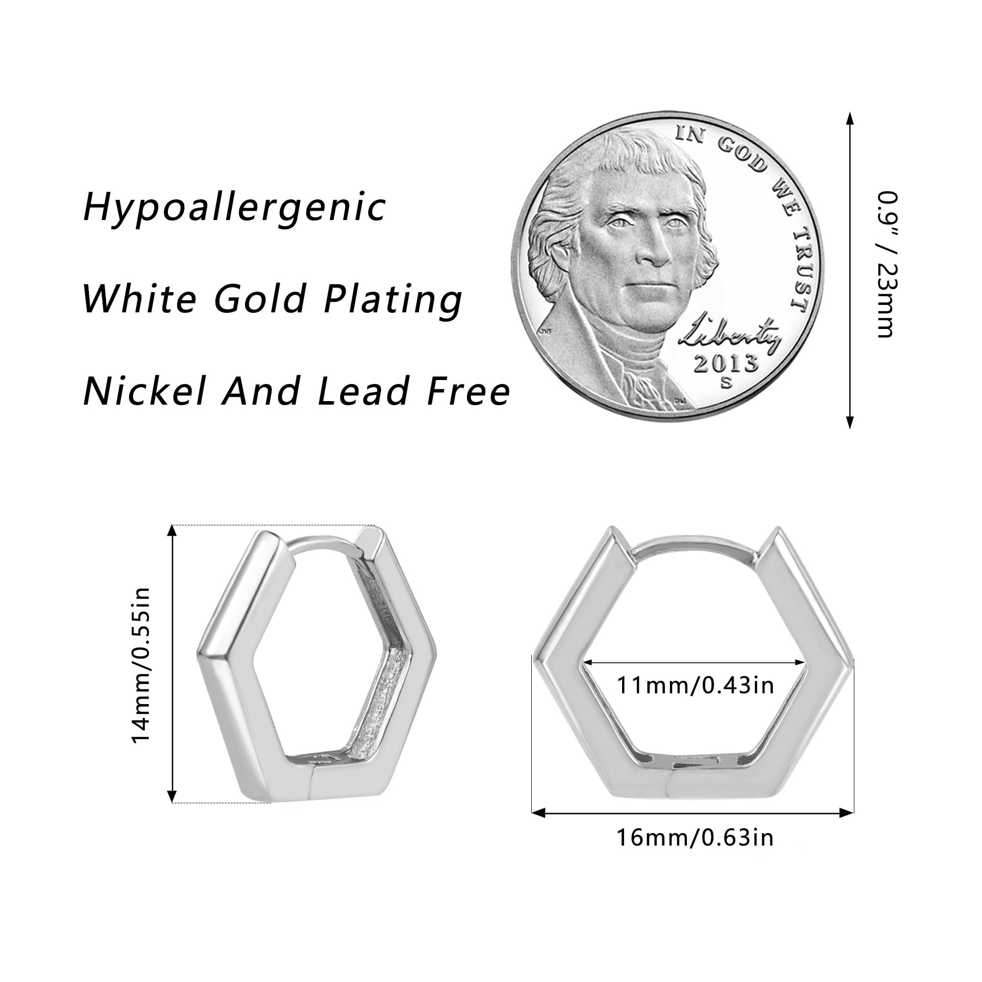 ALEXCRAFT Orecchini Donna Argento 925 a Cerchio Oro Placcato 14K/ Oro Bianco Cerchietti Piccoli con Confezione