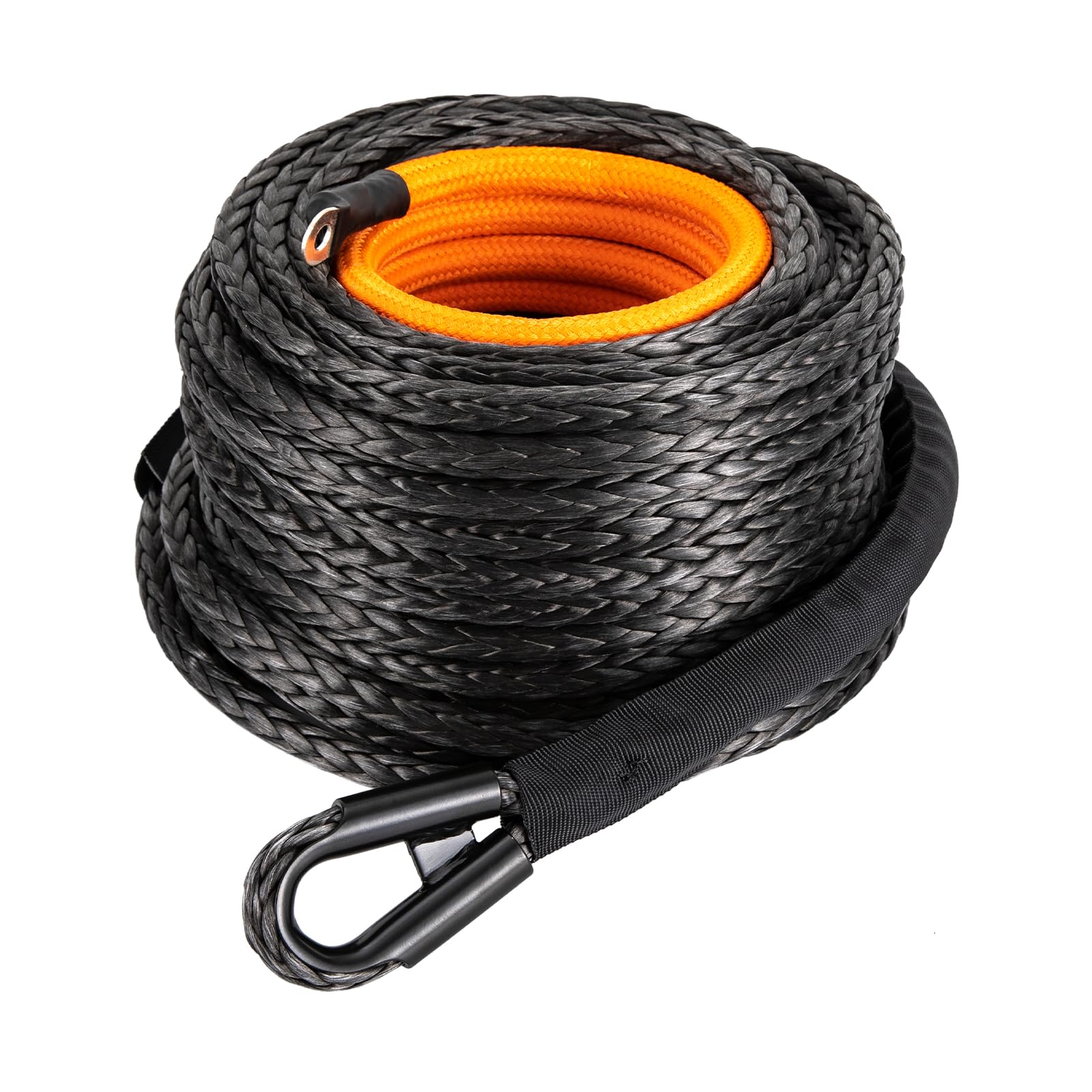 1/2x92ft Synthetic Winch Rope w/Hook, 31,500 LBS Synthetic Winch Line, Car Tow ATV Recovery Cable Tow with 1 Safety Pull Strap and 23.62