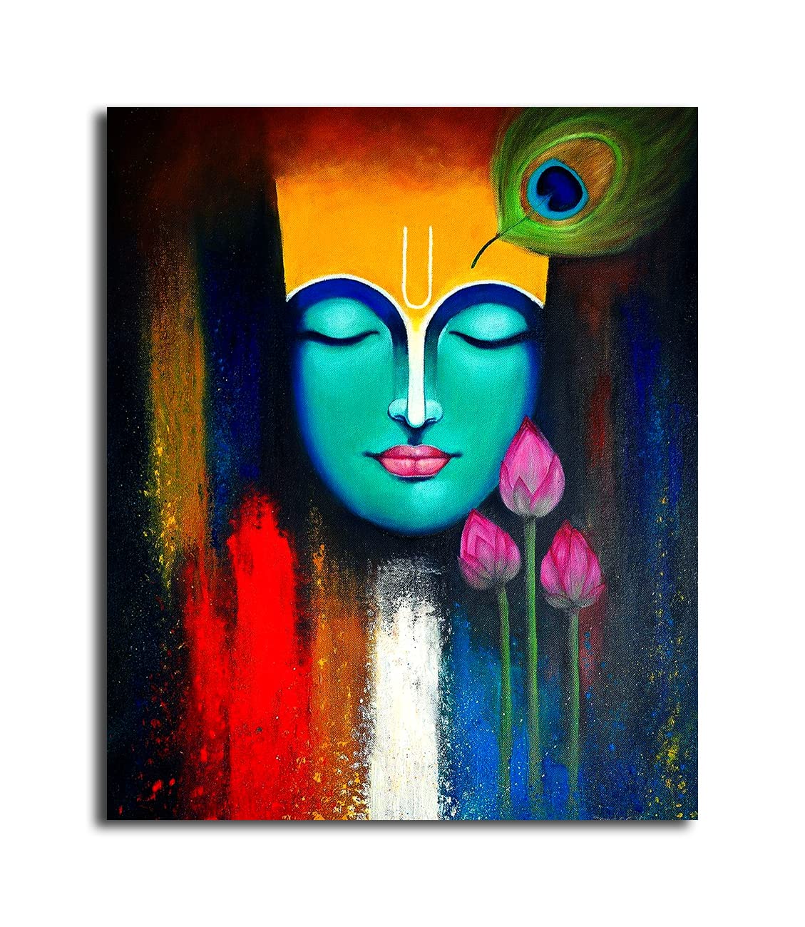 Sikhash Canvas Painting, Religious Art, Shiva Parvati, Radha Krishna, Rajasthani Art, Modern Art, Mahadev, Shiva, Krishna, Painting for Living room, Fabric Multicolor, Size - 23X19 inches.q120