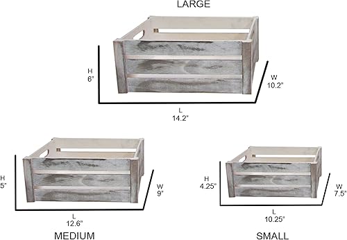Miniatura 24 de Admired By Nature Contenedor de almacenamiento de cajas de madera, 3 cestas decorativas estilo granja para decoración del hogar, decoración rústica
