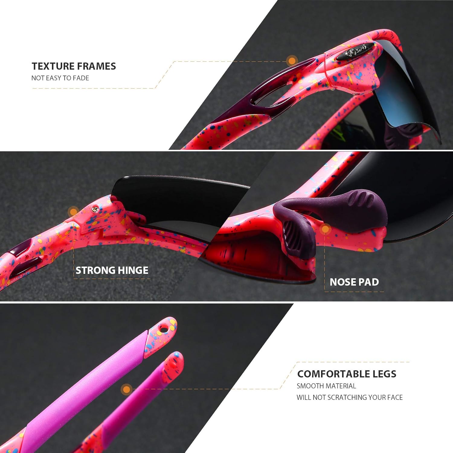 Bevi Polarized Sports Sunglasses for Men Women Baseball Running Cycling Golf Tr90 Durable and Ultralight Frame 2735C2 : Clothing, Shoes & Jewelry