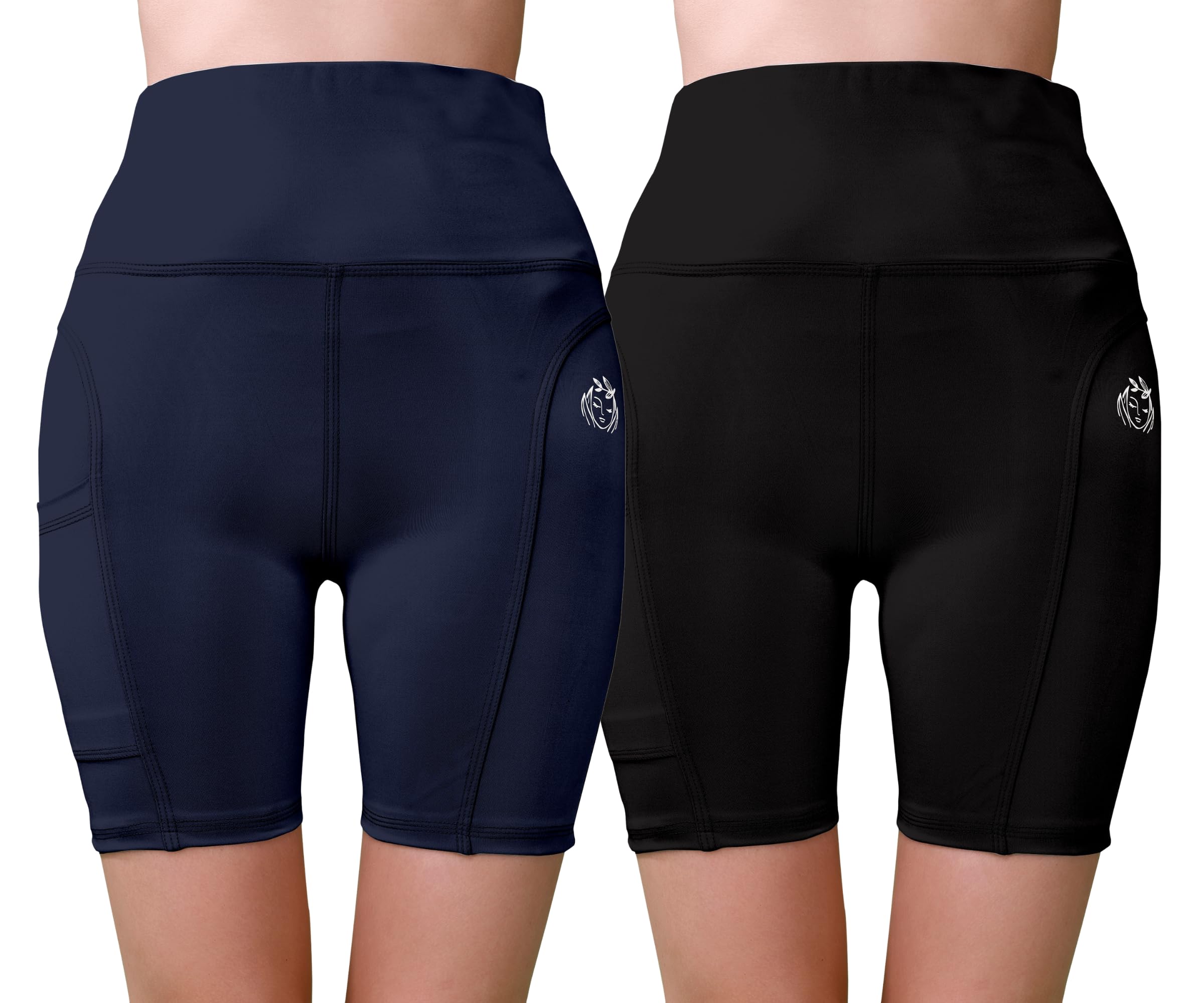 Combo Cycling Shorts for Women Stretchable High Waist Sports Activewear Shots for Women and Girls Pack of 2-picture-17