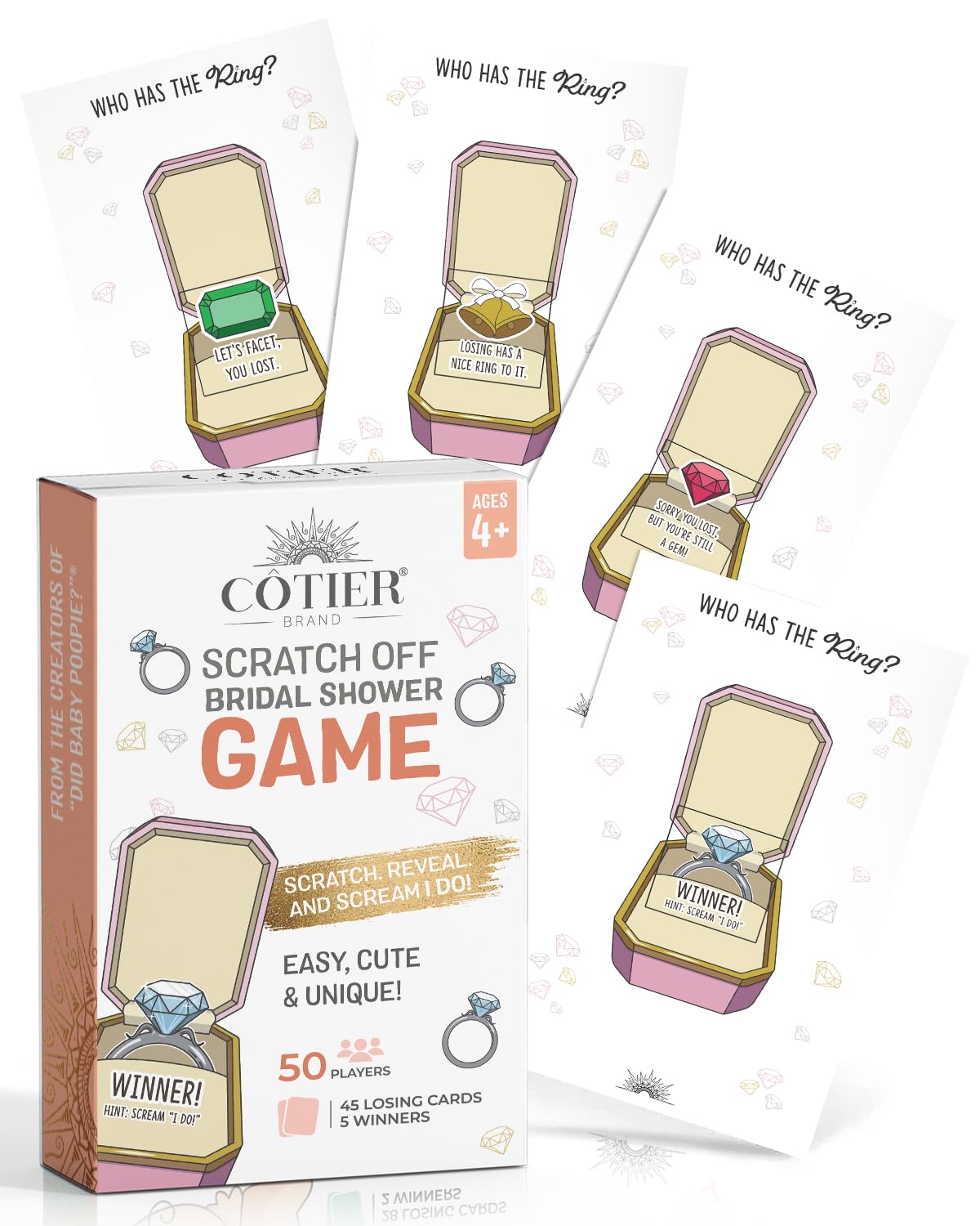 Who Has The Ring Bridal Shower Scratch Off Game - Hilarious Losing Phrases on Ticket Cards - Easy to Play - Funny Wedding Shower or Fun Engagement Party Game Idea for 30 Guests