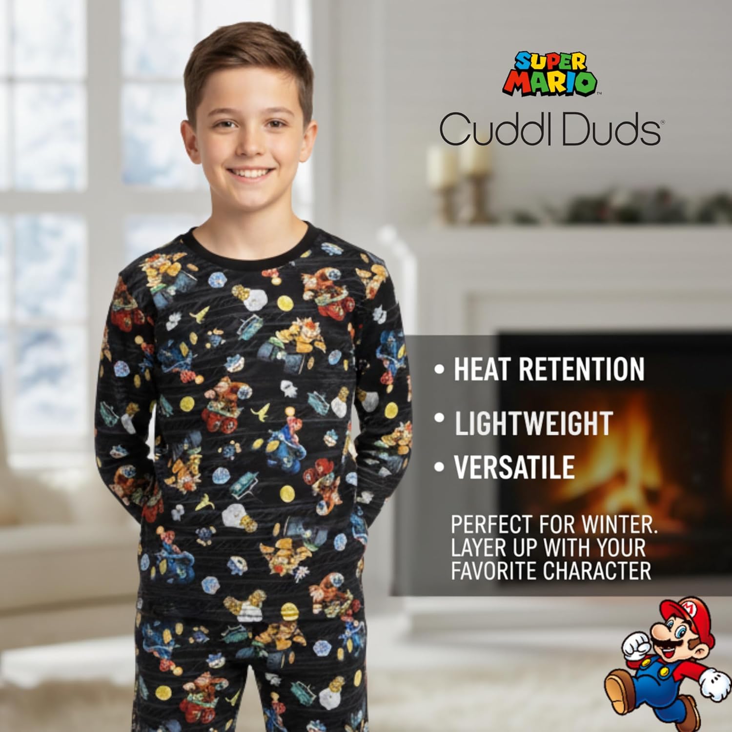 Cuddl Duds Boys Thermal Underwear Set - Spiderman, Pokemon, Minecraft, Super Mario Designs - Kids Long John Base Layer - Image 3