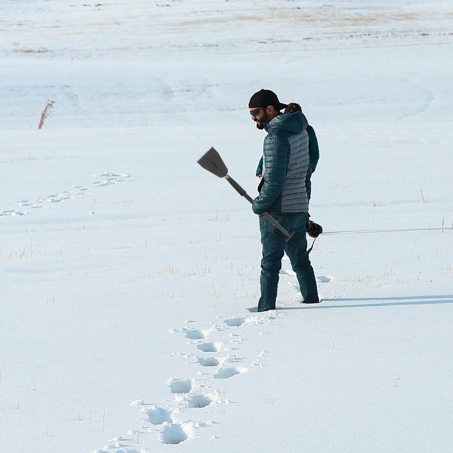 Luxshiny Professional Replaceable Ice Breaking Shovel for Outdoor Snow Removal, Manganese Steel Sturdy Snow Shovel with Wear-Resistant Head, Winter Ice Remover for Driveway and Walkway